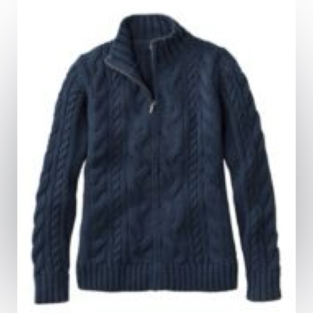 NWT LL Bean cableknit zip cardigan